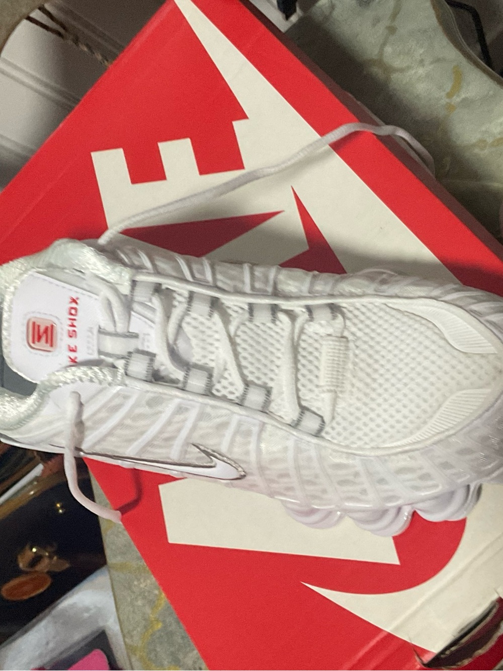 Nike White Metallic Silver Shox TL Box Label - Picture 4 of 4